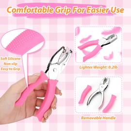 MAPVOLUT 6-Pack Craft Hole Punchers Set - 1/4 Inch Hole Punch for Paper, Binder & Scrapbooking | Circle, Heart, Star, Triangle Shapes | Soft-Grip Handles, Auto Paper Chip Collector, Lightweight