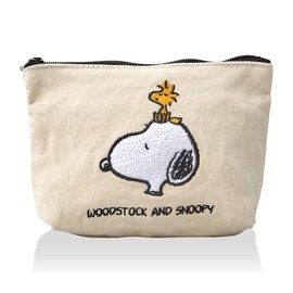 CHIFLE TRC7100 Snoopy Canvas Multi-Pouch, 2 Sizes to Choose from, PN153. Natural Snoopy & Wood