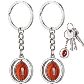 Rugby Ball Keyring,2 PCS 360° Rotating 3D Rugby Keychain, Mini Pendant Football Keyring for Men & Women – Durable Metal Sports Keychain Gift for Rugby Fans, Players, and Enthusiasts