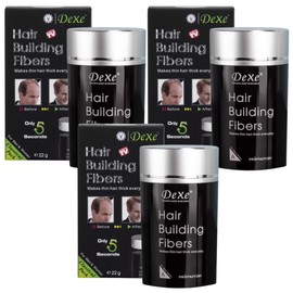 3 Packs de Fibras Capilares Dexe Naturales Ocultar Calvicie Tratamiento Disimular Perdida de Cabello Fibras Adherentes A prueva de Agua Cabello Largo 22g (Negro)