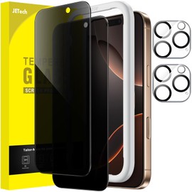 JETech Privacy Screen Protector for iPhone 16 Pro Max 6.9-Inch with Camera Lens Protector, Anti-Spy Tempered Glass Film, Easy Installation Tool, 2-Pack Each