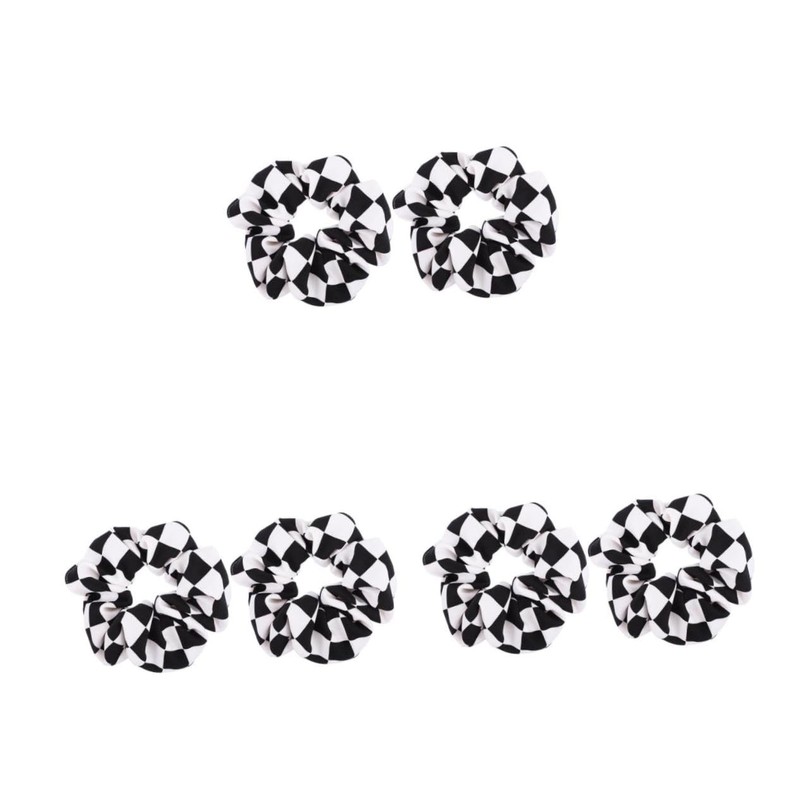 VICASKY 6 Pcs Women Hair Scrunchies Chessboard Pattern Elastic Hair