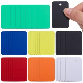 SOFPLATE 140Pcs 7 Colors Orange Shipping Tags Blank Waterproof Plastic Tags Colorful Rectangle 1.18 x 1.97 Inch Eyelet Hanging Identification Label for Identify Name ID Card Handbag Outdoor Luggage