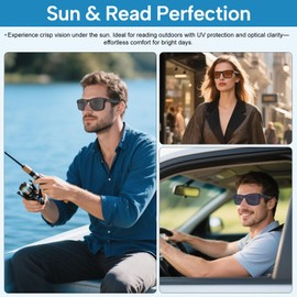 LADEESSE 3 Pack Reading Sunglasses For Men/Women - Fashion UV400 Sunglasses With Readers Built In Sun Outdoor Protection 3.0（No Bifocal）