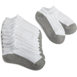 Jefferies Socks Big Boys' Seamless Toe Athletic Low Cut 6-pack, White/Grey, 9-11