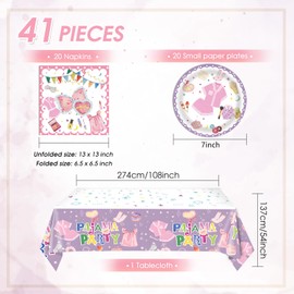 41Pcs Pajama Party Decorations Tableware Set Sleepover Party Supplies For Girls Include Pajama Plates Napkins Tablecloth丨Girls Slumber Party Spa Party Bachelorette Party Birthday Party Decor,Serve 20