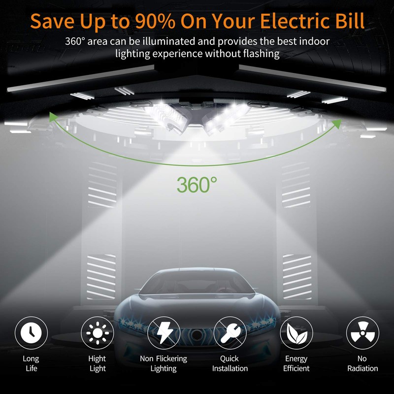 KERNOWO LED Garage Lights, 140W 18500 Lumens Garage Ceiling Lighting,