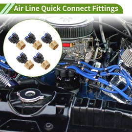 HOPESPANNER Push to Connect Air Fittings 1/4" Y Type Air Line Quick Joint Plastic Metal 1/2"BSPT 5 Pcs Blue Black