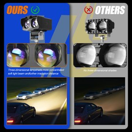 YXNXLIGHT 2PCS Motorcycle Fog Lights,100W Motorcycle Auxiliary LED Light Driving Spotlights, Amber/White Waterproof Offroad Work Lights,for Motorcycle ATV UTV SUV Pickup Truck Off Road Boat