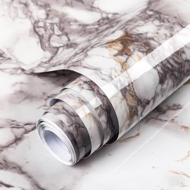 Decoroom 17.71"x196.8" Marble Contact Paper for Countertops Glossy Peel and Stick Granite Marble Wallpaper for Kitchen and Bath Cabinets Vinyl Film Self Adhesive Removable