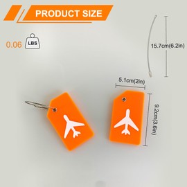 Mziart 2 Pack Silicone Luggage Tags for Suitcases Travel Bag Tags for Luggage, Baggage Suitcase Tags with Privacy Name ID Card (Orange)