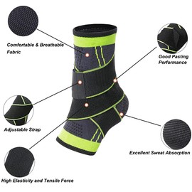 Novetec Ankle Brace for Men & Women Adjustable Compression Ankle Support Ankle Sleeve for Plantar Fasciitis, Achilles Tendon, Sprained Ankle, Stabilize Ligaments, Sports Protection (Green, X-Large)