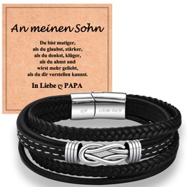 WOVEE Leather Bracelet for Son / Dad / Man Magnetic Clasp with "I Love You Engraving Christmas Jewellery Gifts Stainless Steel Bracelet Leather, Leather
