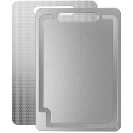 Laokiiy Titanium Cutting Board -100% Pure Titanium Cutting Boards For Kitche,Easy to clean, Double-sided food-grade Cutting Board camping For Meats, Fruits And Vegetables 12 * 8IN