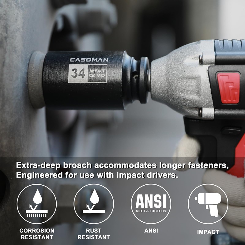 CASOMAN large socket set 1/2- Inch Drive Deep Spindle Axle