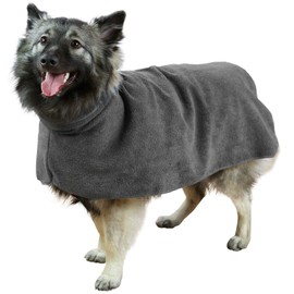 ZOLLNER24 Microfibre Dog Bath Robe Size M Approx. 50 cm Anthracite