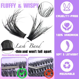 DAODER 200D Volume Cluster Eyelash Extensions, D Curl, Soft & Fluffy, 14-20MM Lash Clusters 240pcs(200D Lash Cluster NO Kit 14-20MM)