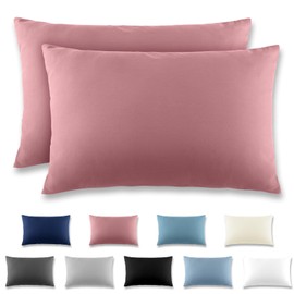 REDKEY Cushion Cover 50 x 70 cm, Set of 2 Pillowcases with Zip, Brushed Microfibre Cushion Cover for Cushions, Washable up to 40 °C, Dusky Pink