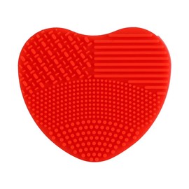 Makeup Brush Cleansing Brush Cleaner,Soft Silicone Washing Scrubber,Heart shaped Scrub for Cosmetic Makeup Brush Cleaning Mat Red