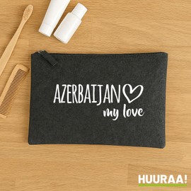 Huuraa Kulturbeutel Azerbaijan My Love Geschenk 1 Liter Charcoal Filz Azerbaijan Geschenkidee