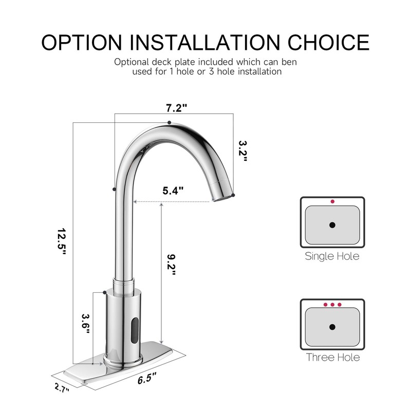 Automatic Touchless Bathroom Sink Faucet Motion Sensor Commercial Kitchen Hands
