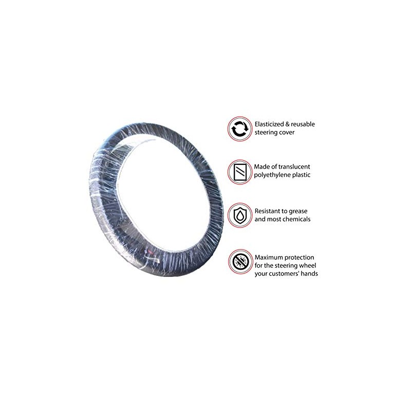 Steering Wheel Protector Clear Plastic Cover Disposable Pack of 100