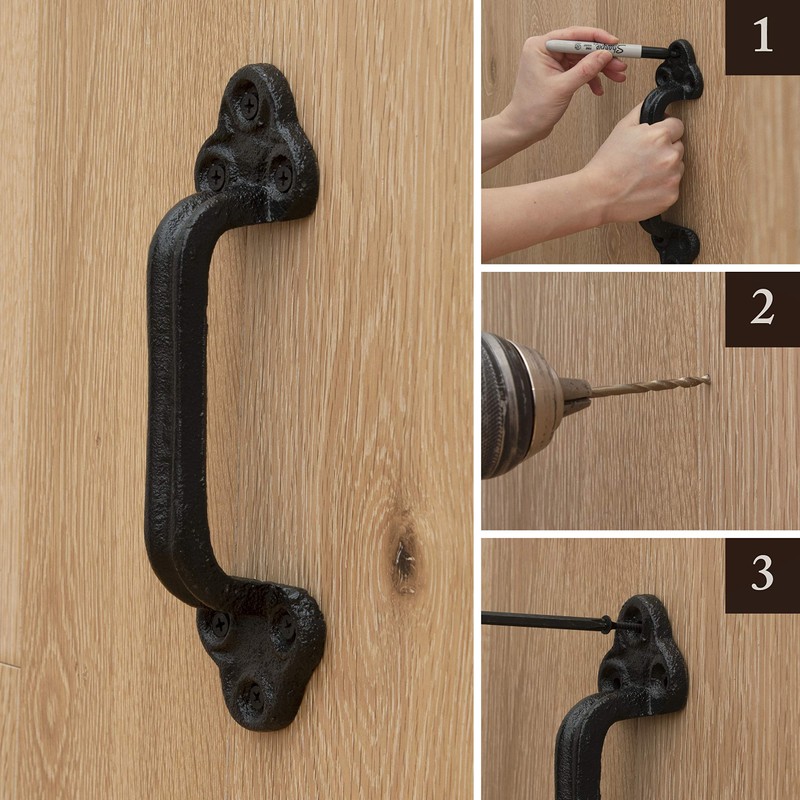 Heavy Duty Barn Door Handles (Set of 2) Black Rustic