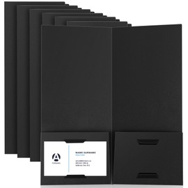 Henoyso 50 Pcs Black 4 x 9 Inch Mini Presentation Folders 2 Pocket Folders Folder with Two Business Card Holders Ideal for Guests Welcome Customer Information Confirmation Receipt Organization