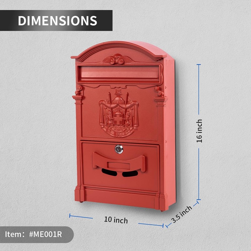 Yoocabinet Wall Mount Mailbox, Large Capacity Mailbox for Outside,Aluminum and