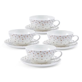 Mikasa Millie Gold Metallic Set of 4 Tea Cups and Saucers, 8 Ounce