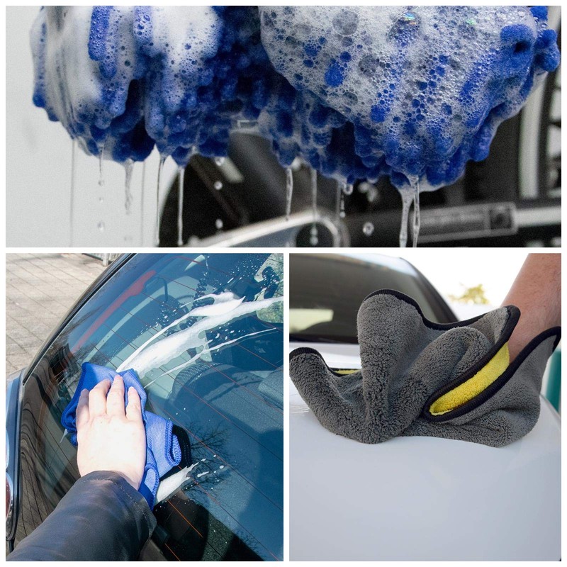 cosey - Three-piece microfibre plaster and cleaning set in blue