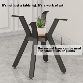 sumatos Metal Table Base，Modern Coffee Table Legs 28 Inch, Dining Table Legs for Glass, Marble, and Wood Table Tops, Heavy Duty Desk Legs Furniture Legs for Home,Kitchen,Office (Black)