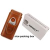 AMANCY Premium 3- Finger Brown Leather Cigar Case, Cedar Wood