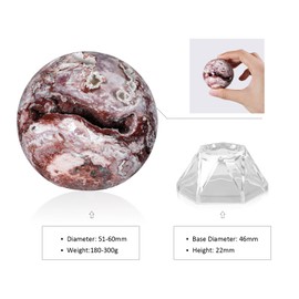 Sportmusies Natural Mexican Agate Stone Sphere with Acrylic Stand, Polished Crystal Ball Decoration for Home & Office Desktop, 2-2.36 inches