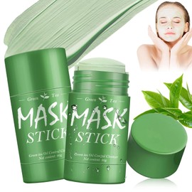 Pack of 2 Green Mask Stick, Green Tea Cleansing Mask Stick, Deep Cleansing Smearing Mask, Control Oil, Refining Pores, Reduction of Blackheads for All Skin Types