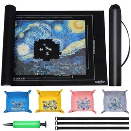Callkroon Puzzle roll up mat Set of 4 for 500-1500 Piece Puzzles, a Great Gift for Puzzle Lovers, Soft Felt Weave, Easy to Carry When Traveling