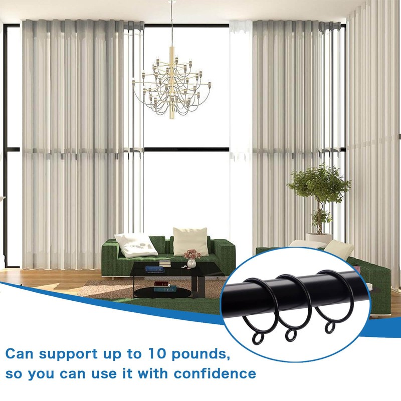 Openable Curtain Rings with Eyelets, 1inch Heavy Duty Rustproof Metal