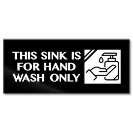 Acrylic Hand Wash Only Sign, Made in USA, Premium 7x3 Hand Washing Sink Only Sign, Kitchen Restaurant Compliance Signs, Durable Hygiene Reminder Sink Labels for Hospitals Clinics, with Stickers