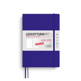 LEUCHTTURM1917 372626 Weekly Calendar & Notebook Medium (A5) 2026, 18 Months 07.2025-12.2026, Softcover, Ink, German