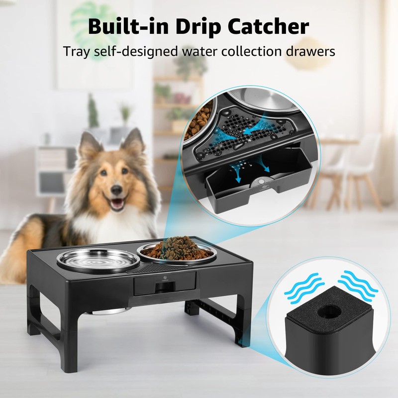 Lapensa Elevated Dog Bowls, Stainless Steel Raised Dog Deep Bowl