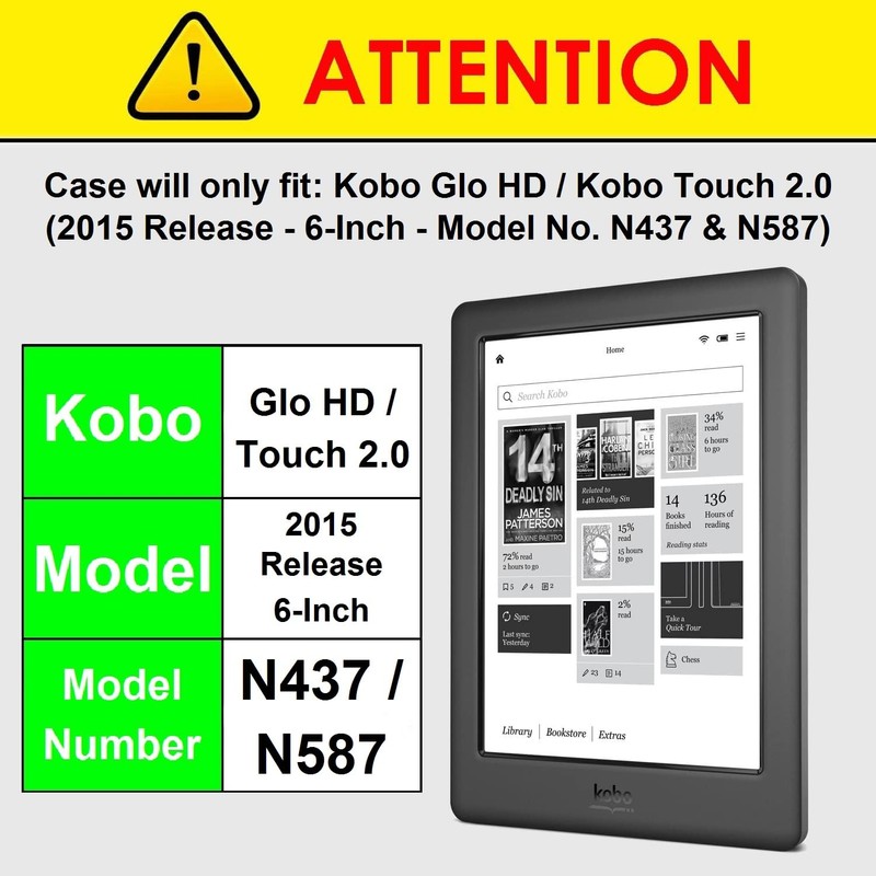 Forefront Cases® Kobo Glo HD eReader (N437-KU-BK-K-EP) Shell Smart Case