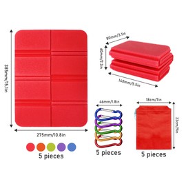 Kellegour 5PCS Foldable Seat Mat,Portable Waterproof Seat Pad,Folding Foam Sit Mat,Foldable Outdoor Seat Cushion,with 5 Bag and Carabiner,for Garden,Camping,Picnic,Hiking,By the Sea,Hunting,5 Colors