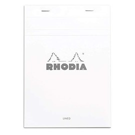 Rhodia Notepad, No16 A5, Lined - White, 6" x 8 1/4" (16601C)