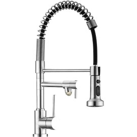 Pirooso Drinking Water Faucet, 3 Way Kitchen Faucet, Commercial Spring Kitchen Faucet, 3 in 1 Water Purifier Faucet, Pull Down Kitchen Faucet, Brushed Nickel