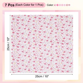 PATIKIL Cotton Fabric Bundles, 7 Pcs 10 x 10 Inch Pure Cotton Fat Quarter Floral Printed Precut Fabric Squares for Sewing Patchwork Quilting DIY Crafts, Pink