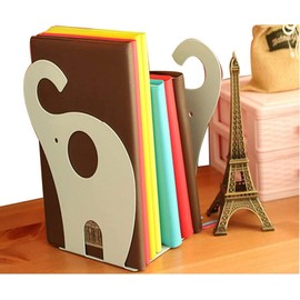 NC Children's Bookends Elephant Creative Children Iron Books Writing Paper Simple Tables Children Animal Bookend 1 Pair 19 x 12 cm (Light Blue)