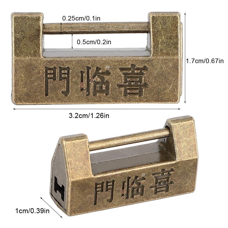 Vintage Chinese Style Copper Lock for Jewelry Box Horizontal Security