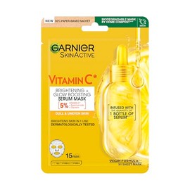 Garnier Vitamin C Brightening & Glow Boosting Serum Sheet Face Mask, Energisng, Hydrating and Illuminating Mask for Dull Skin, Cruelty Free & Vegan Ti