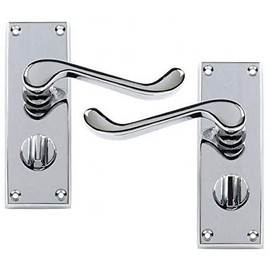 Golden Grace Victorian Scroll Polished Chrome Privacy Premium Door Handles 120mm - 40mm