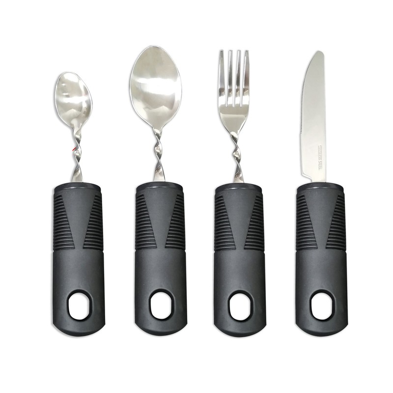 4pcs Elderly Adaptive Cutlery Set Eat Independently Easy Grip Handles